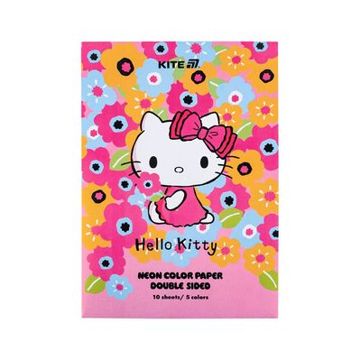 Кольоровий папір Kite А4 неоновий Hello Kitty (10 аркушів/ 5 кольорів) (HK24-252-1)