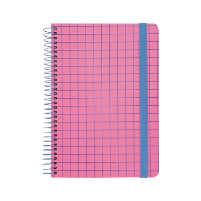 Блокнот Axent на спіралі А5 120 аркушів, клітинка, тверда обкладинка, рожевий (8460-2-A)