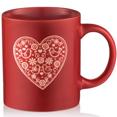 Чашка Ardesto Heart, 320мл, кераміка, червоний (AR3074R)