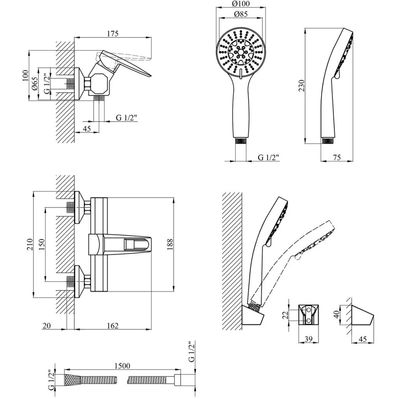 Душевой гарнитур Kroner Kante-C050 (CV023583)