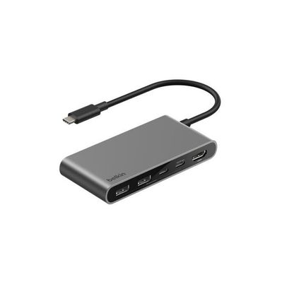 Концентратор Belkin USB-C 5-in-1 2xUSB 3.0 + USB-C + PD + HDMI 2.0 4K60Hz gray (AVC022HQSGY)