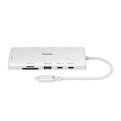 Концентратор D-Link USB-C 10-in-1 2xHDMI + 1xRJ45 1000Mbps + 2xUSB-C + USB 3.1 + USB 3.0 + SD + TF silver (DUP-A01)