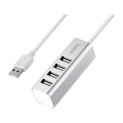 Концентратор HOCO USB 2.0 to 4xUSB Line machine HB1 Silver (6957531038146)