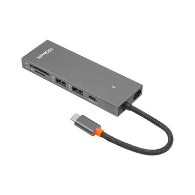 Концентратор HiSmart USB-C to 2xUSB 3.0 + 2xUSB-C + SD + TF + HDMI 4K60Hz gray (CA913459)