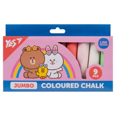 Крейда Yes кольорова Line Friends 9 шт JUMBO (400502)