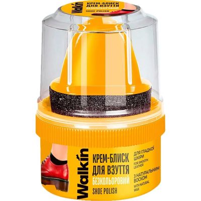 Крем для взуття Walkin Крем-блиск для гладкої шкіри з аплікатором Безкольоровий 50 г (4820184442054)