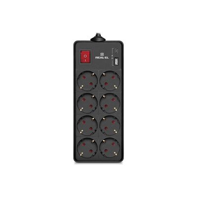 Мережевий фільтр живлення REAL-EL RS-PROTECT 805 3m, black (EL122300043)