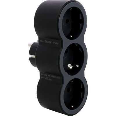 Мережевий розгалужувач Legrand СТАНДАРТ 3х2К+З фронтальні розетки , колір Чорний (694519)