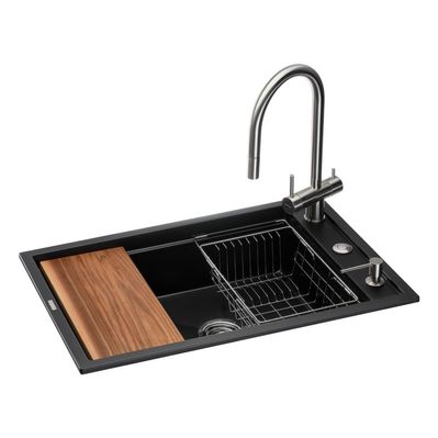 Мийка кухонна GRANADO Royal Estella black (+ подрібнювач Algar 1000 + змішувач Ferrol inox + дозвтор Redondo inox + ко (ksg0301)