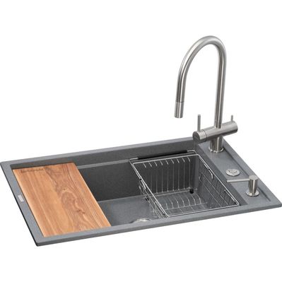 Мийка кухонна GRANADO Royal Estella grafito (+ подрібнювач Algar 1000 + змішувач Ferrol inox + дозатор Redondo inox + (ksg0309)