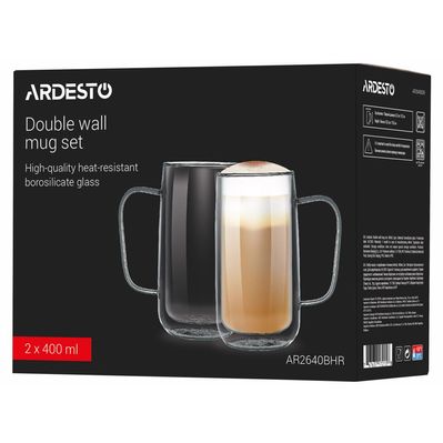 Набор чашек Ardesto BHR 400 мл 2 шт прозорий (AR2640BHR)