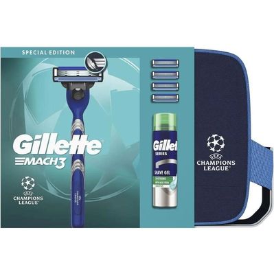 Набір косметики Gillette UEFA Champions League Special Edition Станок Mach3 + Гель для гоління Series + Косметичка (8006530032575)