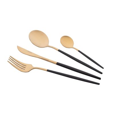 Набір столових приборів Ardesto Gemini Lecco, 4 прибори, нержавіюча сталь, золотисто-чорний (AR0704LB)