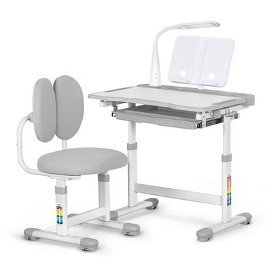 Парта зі стільцем Evo-kids (стол+стул+полка+лампа) Gray (BD-20 G)