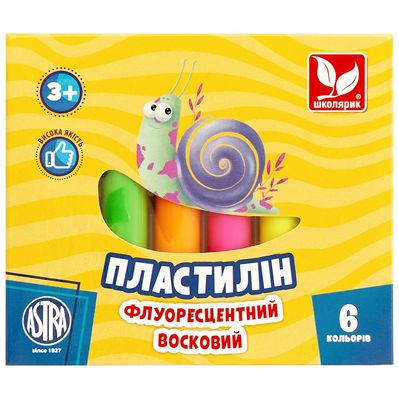 Пластилін Школярик Флуоресцентний 6 кольорів 78 г (83811906-UA)