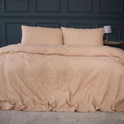 Постільна білизна MirSon №20-01 Waffle Bej 2 x 143x210 сімейний (2200011032627)