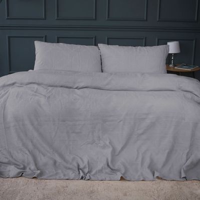 Постільна білизна MirSon №20-02 Waffle Gray 2 x 160x220 сімейний Євро (2200011032894)