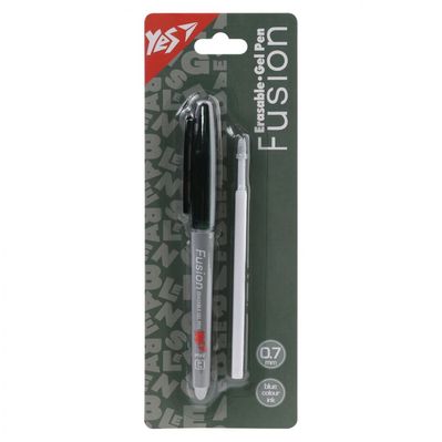 Ручка гелева Yes пиши-стирай Fusion Graphite у наборі зі стрижнем 0,7 мм синя (420461)