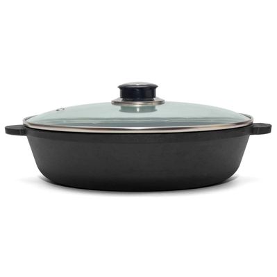 Сковорода Brizoll Monolith чавунна зі скляною кришкою 240х60 мм (M2460U-6)