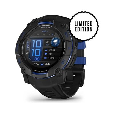 Смарт-годинник Garmin Instinct 3, 50mm, AMOLED, Black with Bolt Blue Accents, GPS смарт-годинник (010-03020-03)