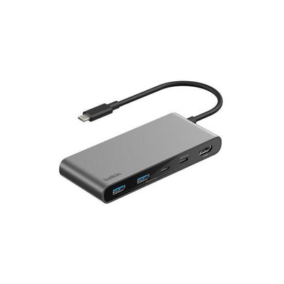 Концентратор Belkin USB-C 7-in-1 2xUSB 3.0 + USB-C + PD + HDMI 2.0 4K60Hz + SD/TF gray (AVC023HQSGY)
