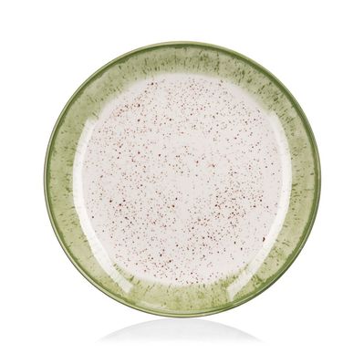 Тарілка Ardesto Siena, 19см, порцеляна, біло-зелений (AR2919SWG)