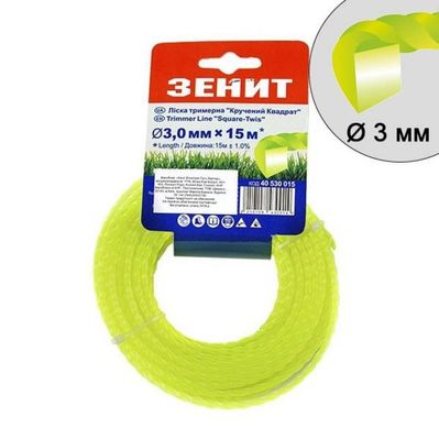 Жилка косильна Зеніт плетена "Кручений квадрат" 3,0 мм х 15 м (КРК-30-15-С) (40530015)