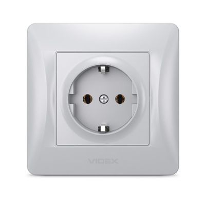 Розетка Videx BINERA 2ая із заземленням кремова (VF-BNSK1G-SS)