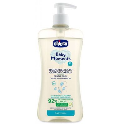 Дитячий шампунь Chicco Baby Moments ніжний шампунь для тіла та волосся 500 мл (10594.00)