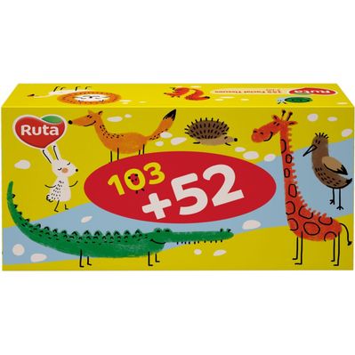 Серветки косметичні Ruta Kids 2 шари 155 аркушів (4820023748422)