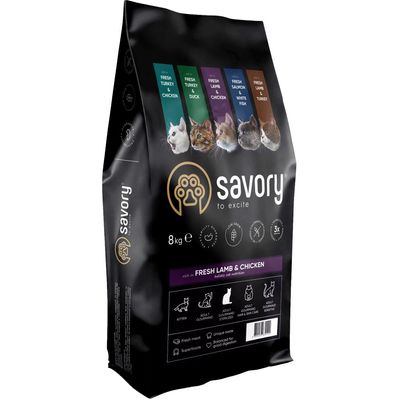 Сухий корм для кішок Savory Adult Cat Steril Fresh Lamb and Chicken 8 кг (4820232630129)