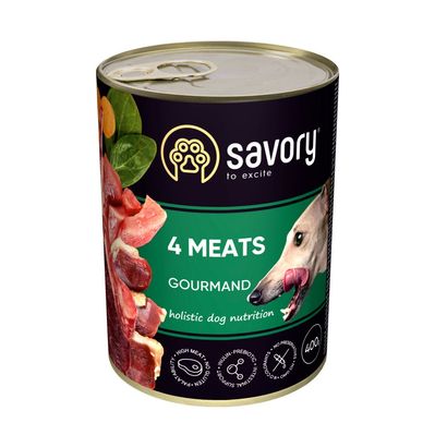 Консерви для собак Savory Dog Gourmand 4 види м'яса 400 г (4820232630396)