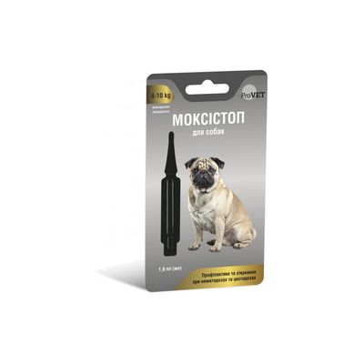 Краплі для тварин ProVET Моксістоп для собак масою тіла від 4 до 10 кг 1.0 мл (4823082419180)
