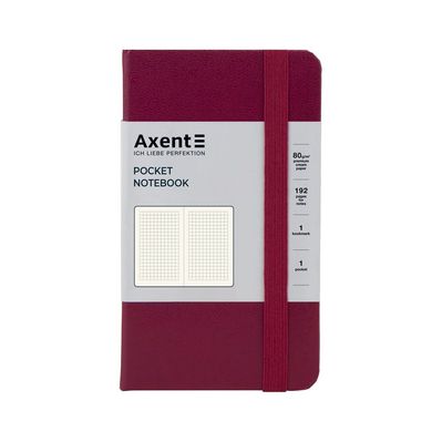Книга записна Axent Partner, 95x140 мм, 96 аркушів, клітинка, винна (8301-46-A)