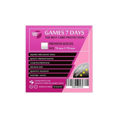 Протектор для карт Games7Days 70 х 70 мм, Square Small, 50 шт (PREMIUM) (GSD-027070)