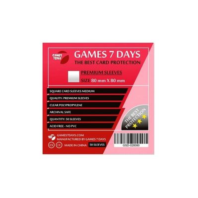 Протектор для карт Games7Days 80 х 80 мм, Square Medium, 50 шт (PREMIUM) (GSD-028080)