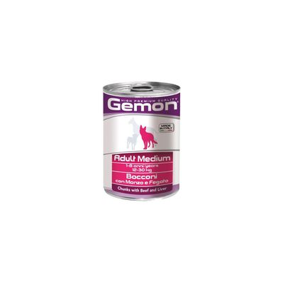 Консерви для собак Gemon Dog Wet Medium Adult шматочки з яловичиною та печінкою 415 г (8009470387859)