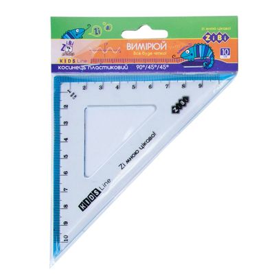 Лінійка ZiBi Kids Line Косинець 100мм з блакитною смужкою, блістер (ZB.5620-14)