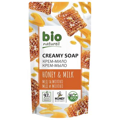 Рідке мило Bio Naturell Мед з молоком дой-пак 460 мл (4820168433658)