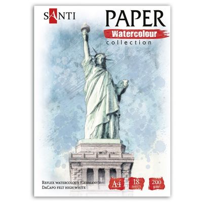 Папір для малювання Santi набір для акварелі City, А4 Paper Watercolor Collection, 18 аркушів, 200г/м2 (130511)