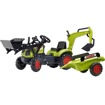Веломобіль Falk CLAAS Arion трактор на педалях з причепом Зелена (3016202040147) (2040N)