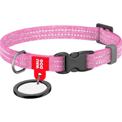Нашийник для тварин WAUDOG Re-cotton з QR паспортом для котів та дрібних порід собак XS рожевий (16407)