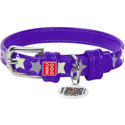 Нашийник для тварин WAUDOG Glamour з QR паспортом "Зірочка" L Ш 35 мм Д 46-60 см фіолетовий (35889)