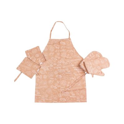 Фартух MirSon Набір №202 - Brown paste дві прихватки + дві рукавички-прихватки + фартух (2200006753841)