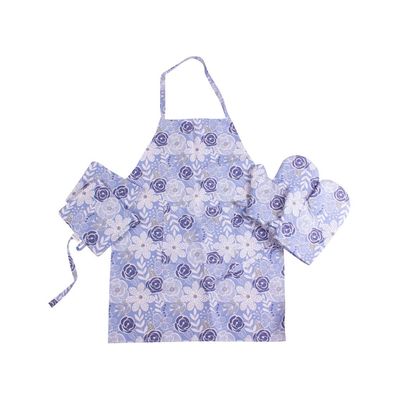 Фартух MirSon Набір №203 - Blue flowers дві прихватки + дві рукавички-прихватки + фартух (2200006753889)