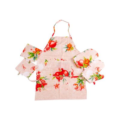 Фартух MirSon Набір №215 - Garnet дві прихватки + дві рукавички-прихватки + фартух (2200006754367)