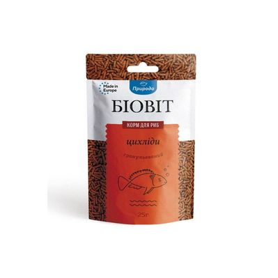 Корм для риб Природа Біовіт «Цихліди» 25 г (для м'ясоїдних цихлід) (4823082404681)