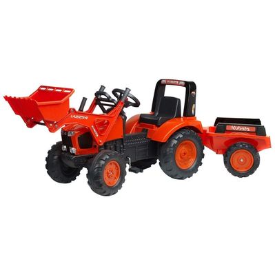 Веломобіль Falk 2060 AM KUBOTA трактор з причепом та ковшем, червоний (2060AM)