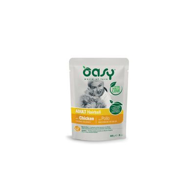 Вологий корм для кішок OASY Adult Hairball з куркою 85 г (8053017343761)