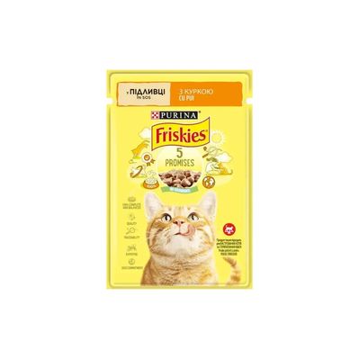 Вологий корм для кішок Purina Friskies шматочки у соусі з куркою 85 г (7613036965262)